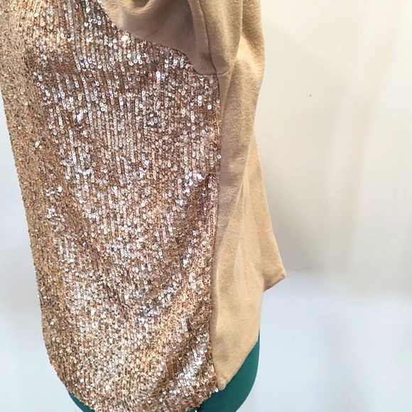 Ann Taylor Gold Sequins Short Sleeve Turtleneck Sweater Medium NWT - Picture 6 of 9